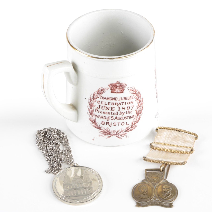 Queen Victoria Diamond Jubilee Ceramic Commemorative Cup and Other Souvenirs