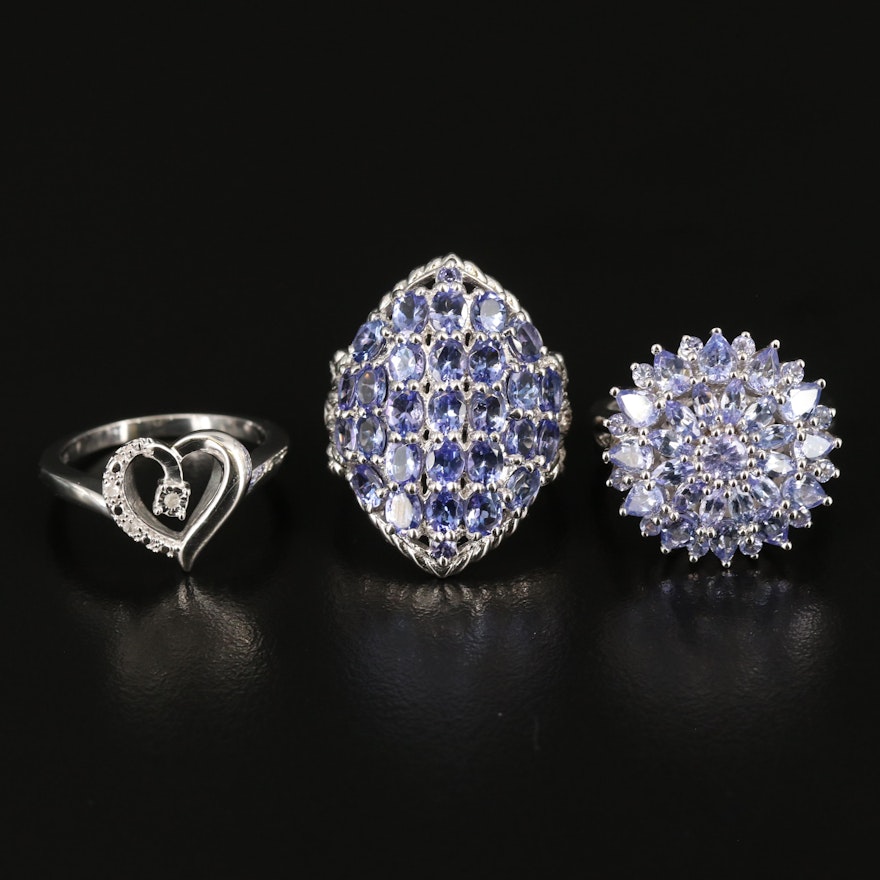 Sterling Tanzanite and Diamond Rings