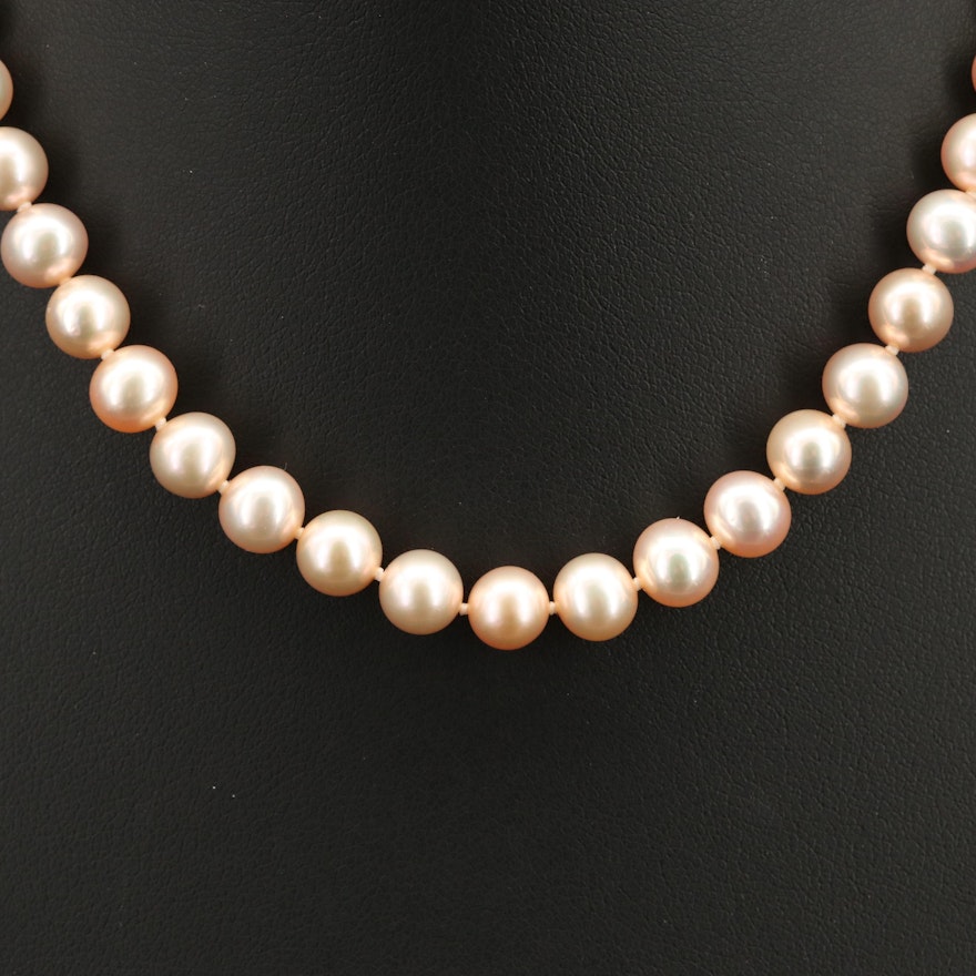 14K Gold Oval Pearl Necklace