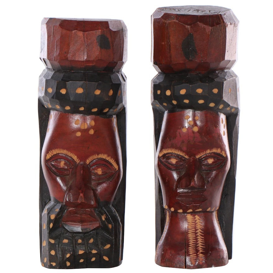 Jamaican Carved Wood Male and Female Figures