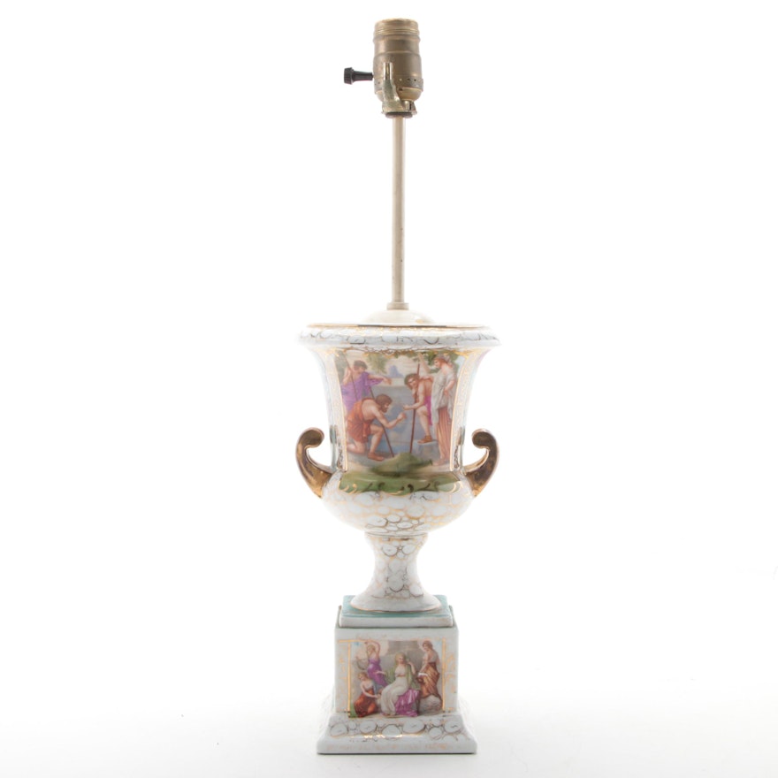 Royal Vienna Style Porcelain Urn Lamp, Early 20th Century