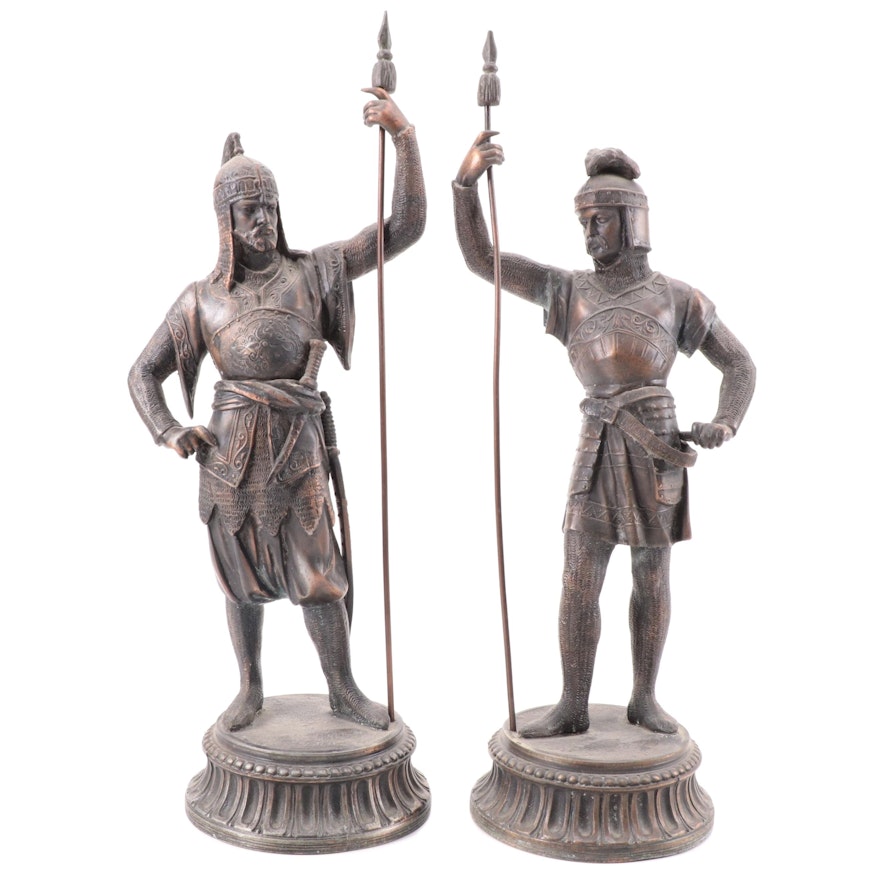 Patinated Metal Roman Soldier Figurines