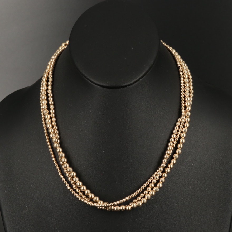 14K Multi-Strand Beaded Necklace
