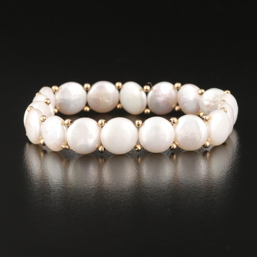 14K Gold Pearl Expandable Bracelet
