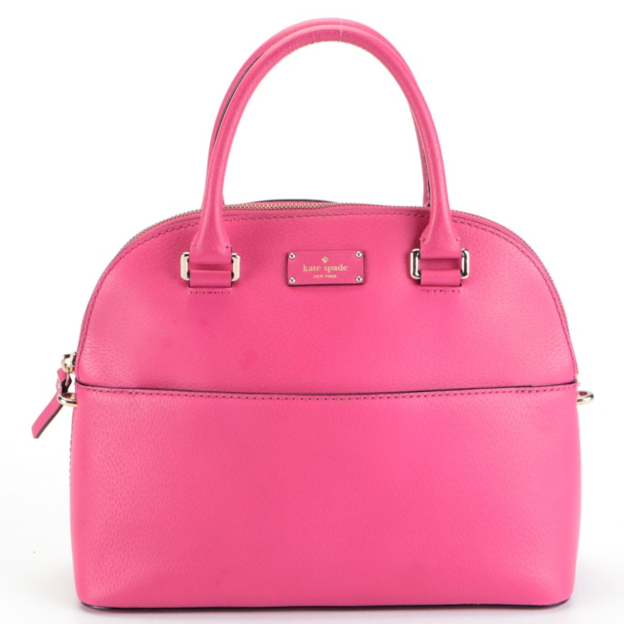 Kate Spade Domed Satchel in Fuchsia Leather with Detachable Strap
