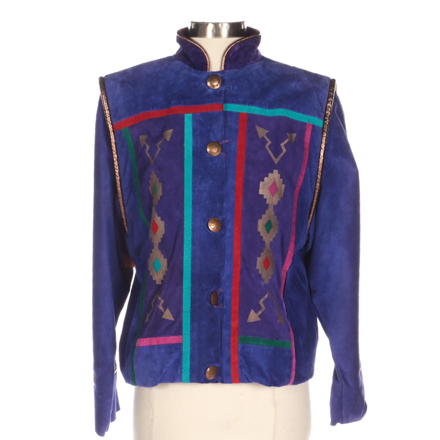 Santa Fe Re-Creations Jacket in Multicolor Suede with Beading Embellisment