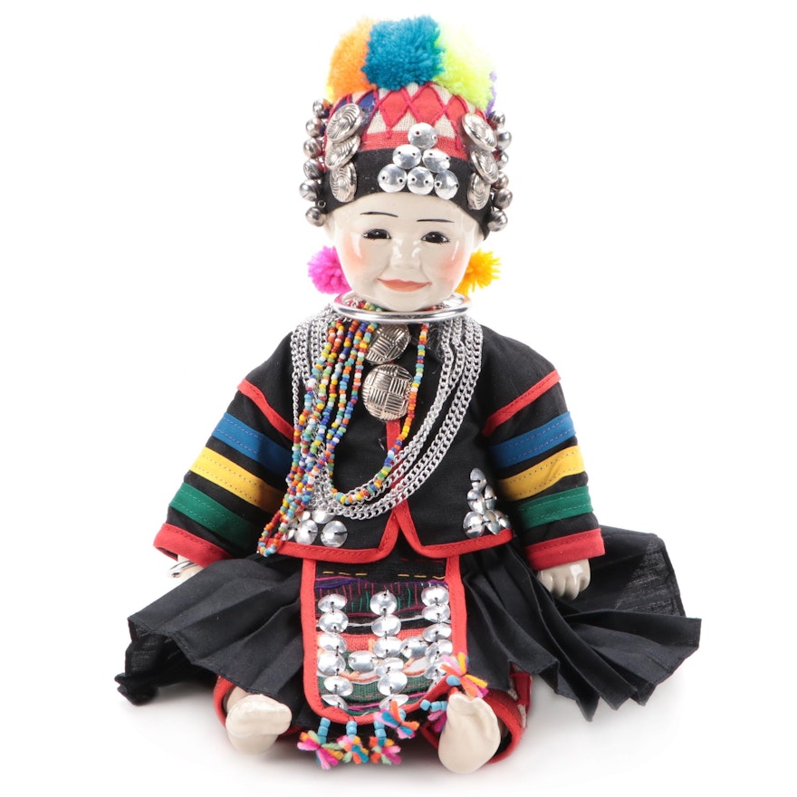 Thai Hill Tribe Porcelain Folk Doll