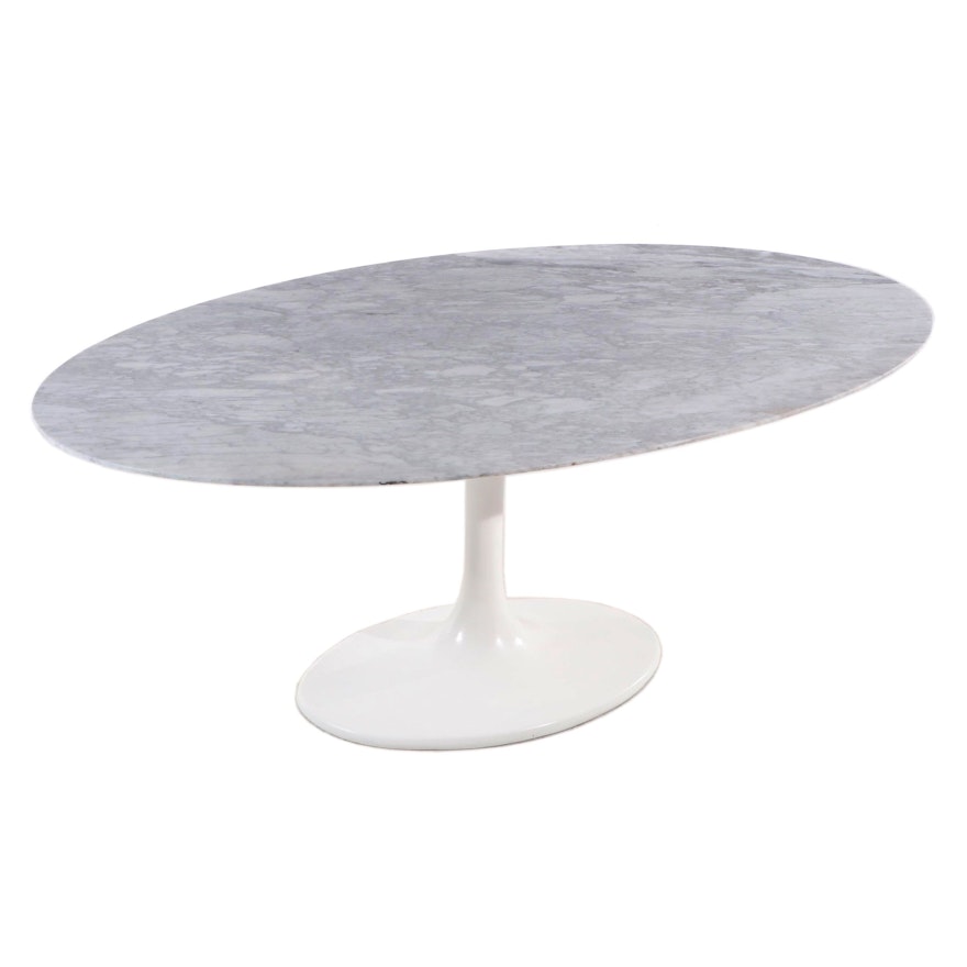Oval Marble Dining Table on "Tulip" Base, Style of Eero Saarinen