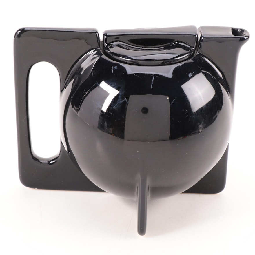 Cowan Pottery Art Deco Black-Glazed Ceramic Teapot, Mid-20th Century