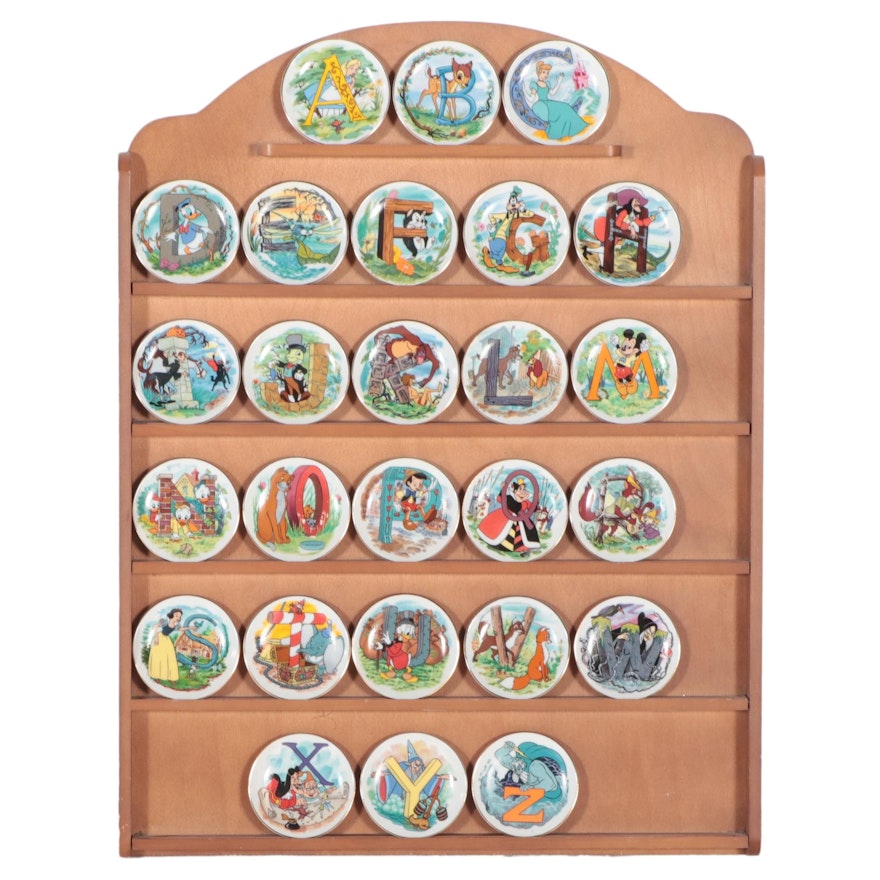 Disney Collection "Disney's Alphabet" Plates with Display Shelf