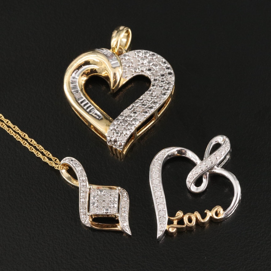 Sterling Silver Diamond Pendants and Pendant Necklace
