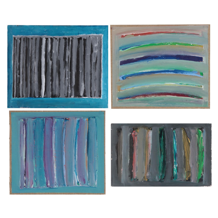 Achi Sullo Abstract Expressionist Style Oil Paintings, Circa 1958