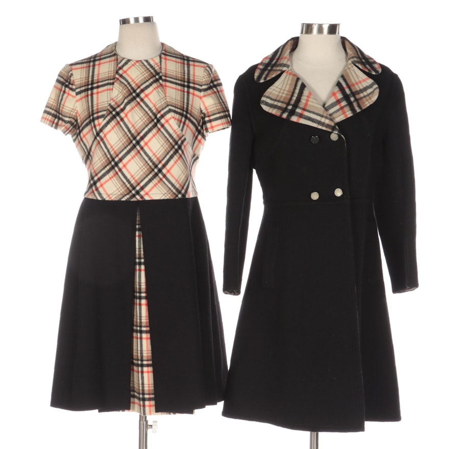 Miss Rosier Dress and Coat Ensemble in Wool Plaid-
