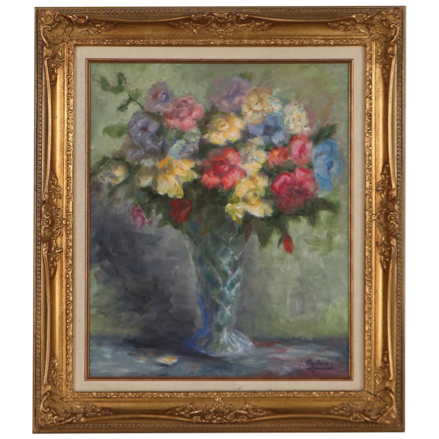 Rosalind Lipscomb Floral Still Life Oil Painting