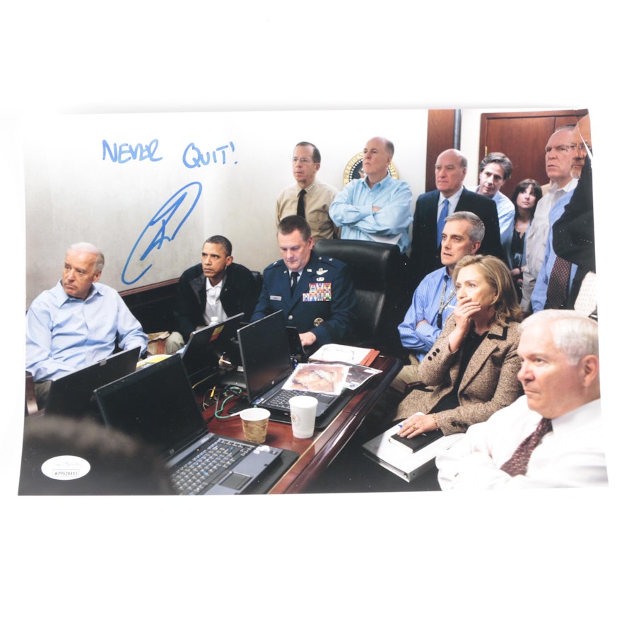 Robert O'Neill Signed "Never Quit" Osama Bin Laden Situation Room Print, JSA