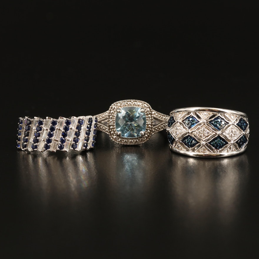 Sterling Ring Collection with Topaz, Diamond and Sapphire