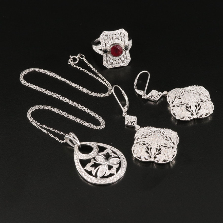 Sterling Diamond and Gemstone Jewelry with Milgrain Accents