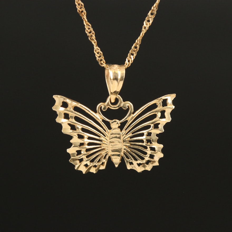 Beverly Hills Gold 14K Butterfly Pendant Necklace