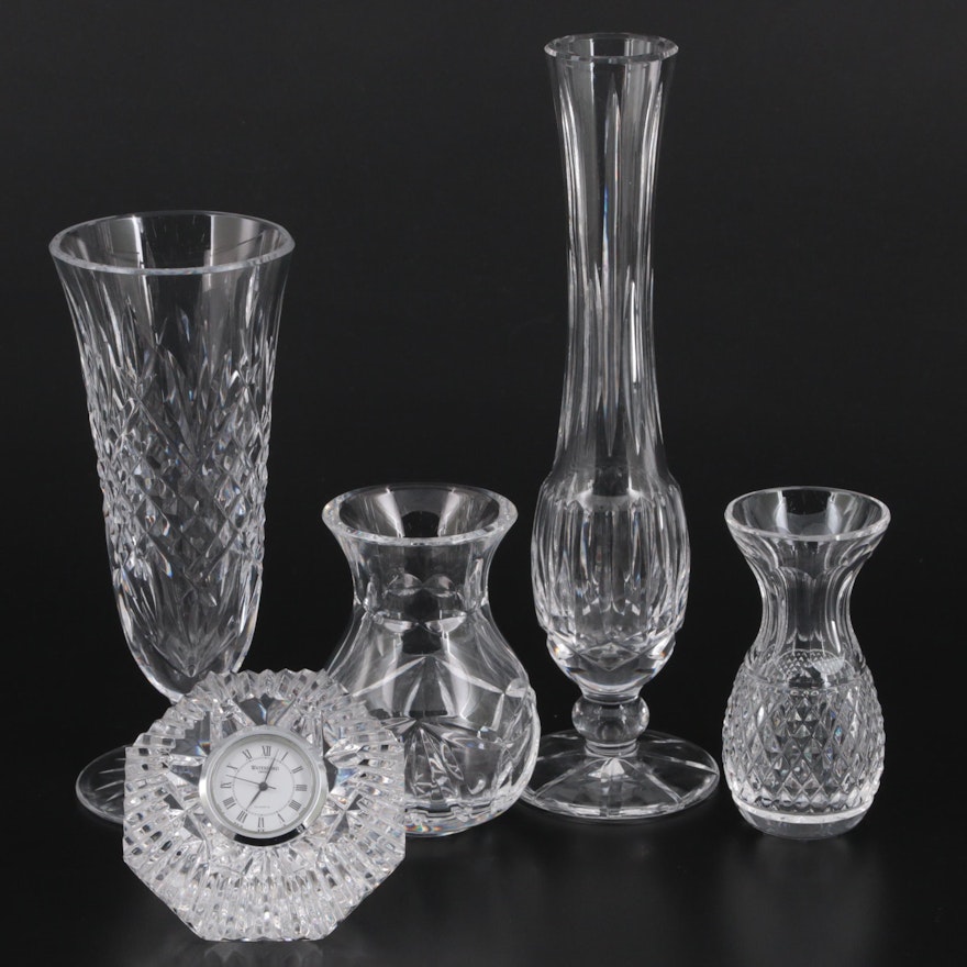 Waterford Cut Crystal Vases and Clock