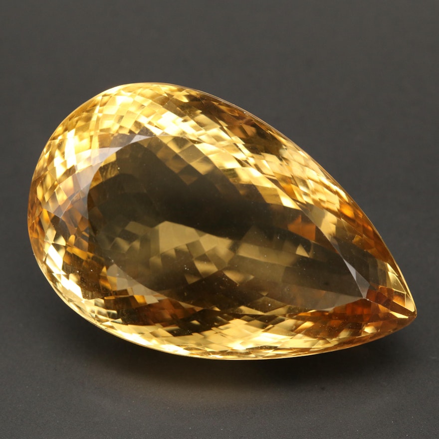 Loose 106.00 CT Pear Faceted Citrine