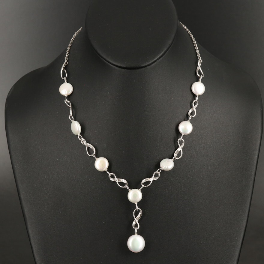 Sterling Pearl Infinity Y Necklace