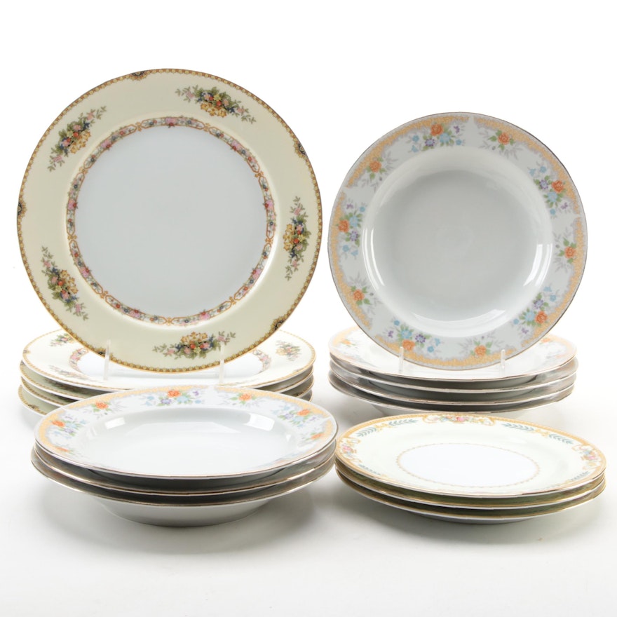 Noritake "Tiara" and Other Porcelain Plates, Mid to Late 20th Century