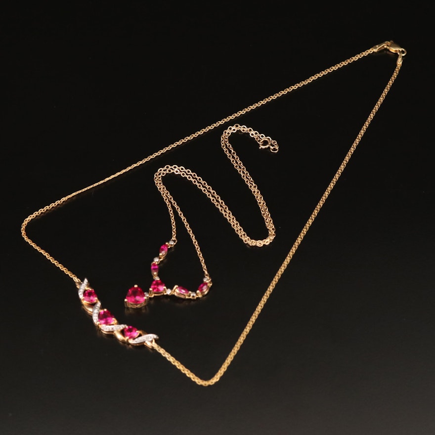 10K Ruby and Diamond Necklaces