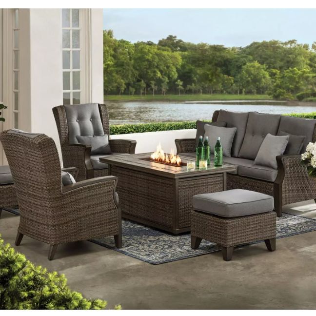 Member's Mark Agio "Newcastle" 6-Piece Patio Deep Seating Set With Fire ...