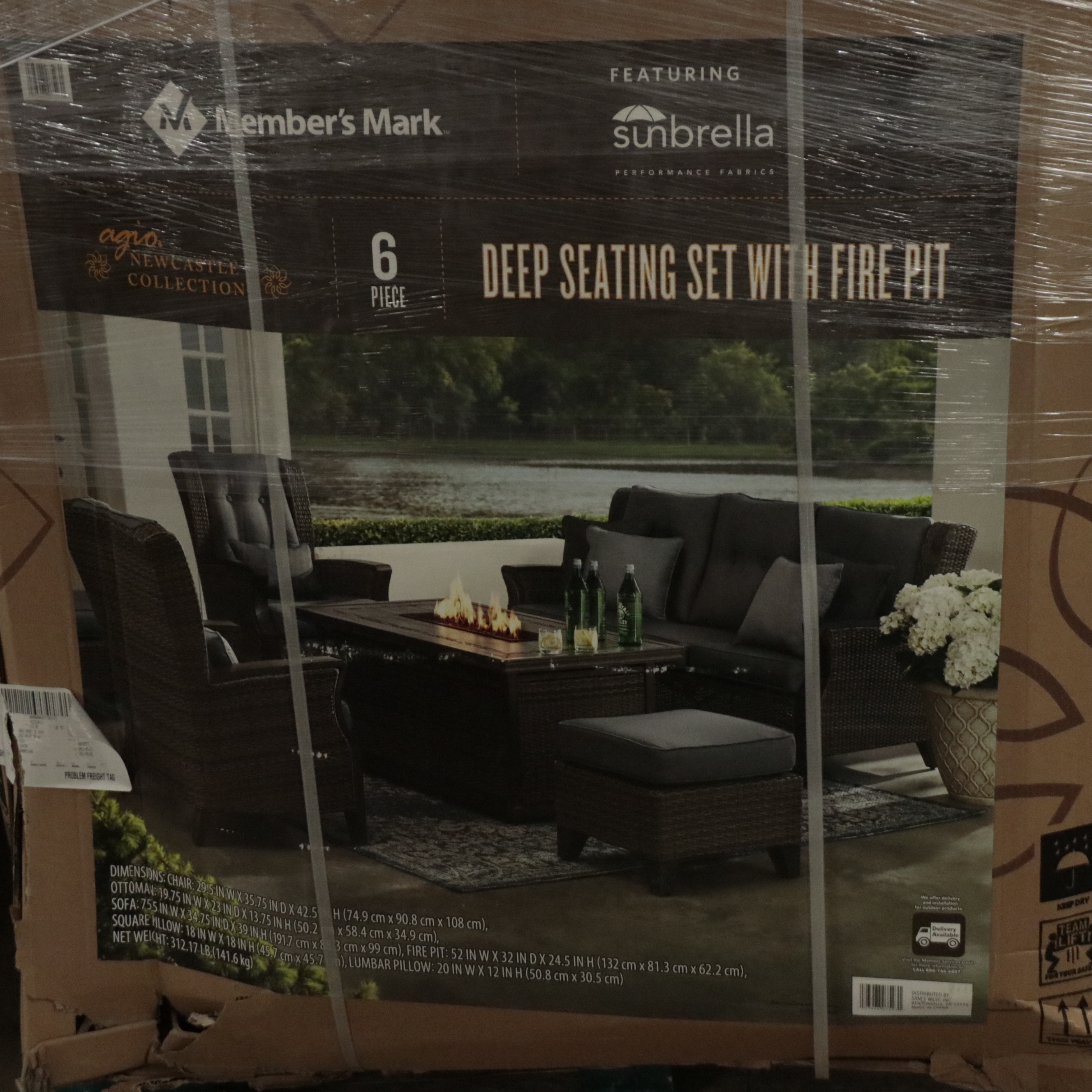 Member's Mark Agio "Newcastle" 6Piece Patio Deep Seating Set with Fire