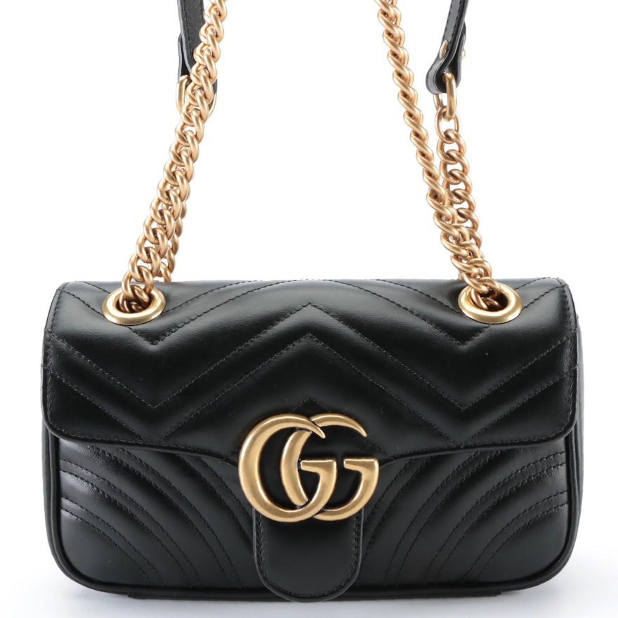 Gucci GG Marmont Mini Bag in Black Matelassé Leather