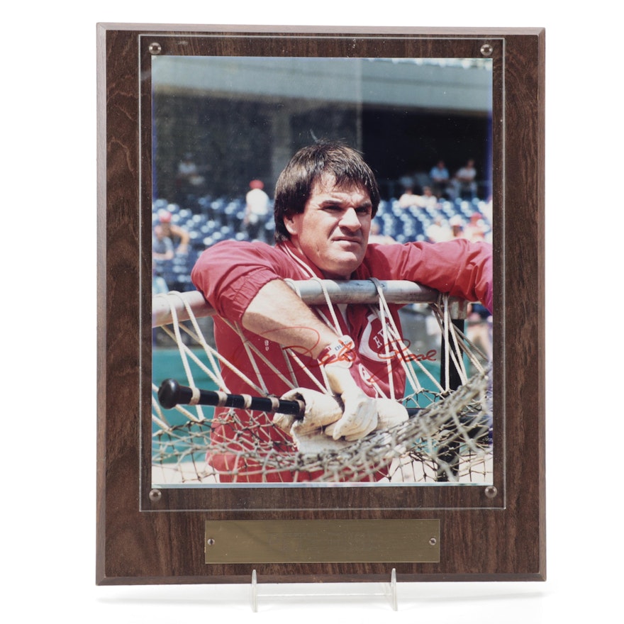 Pete Rose Signed Mounted Photoprint