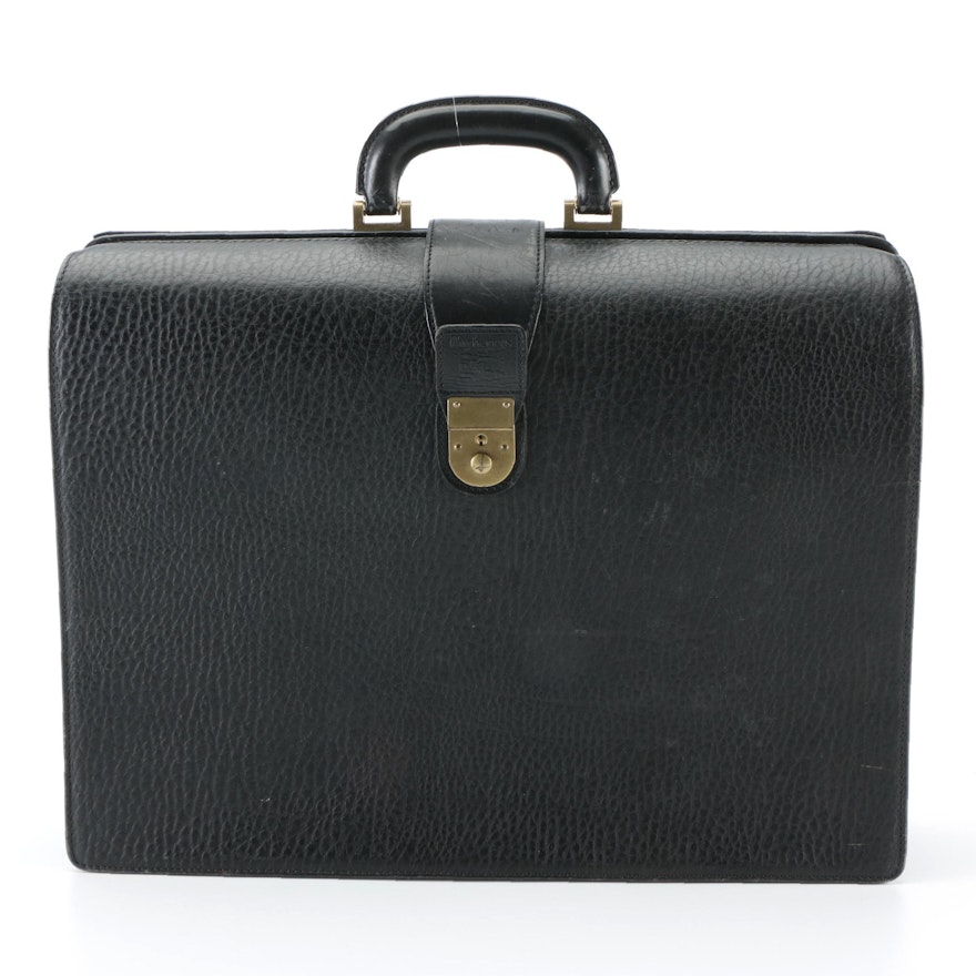Burberrys of London Hard Frame Hinged Briefcase in Black Pebble Grain Leather