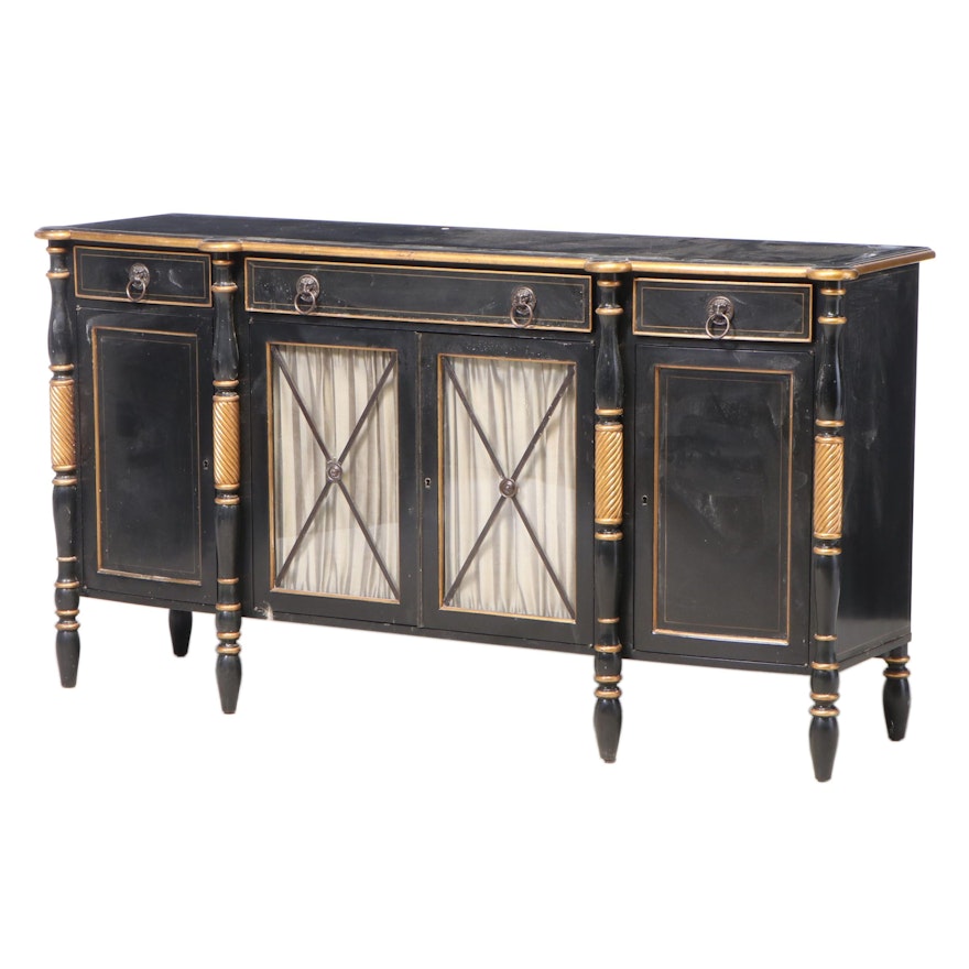 Hickory White Regency Style Gilt and Painted Sideboard