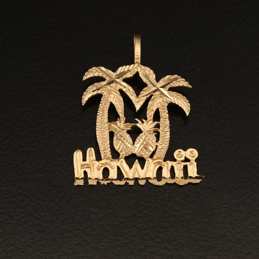 14K Hawaii Palm Tree Pendant