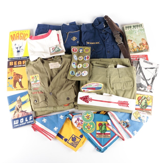 1960s1970s Cub Scouts Uniforms, Badges, Books, Pins, Belt and