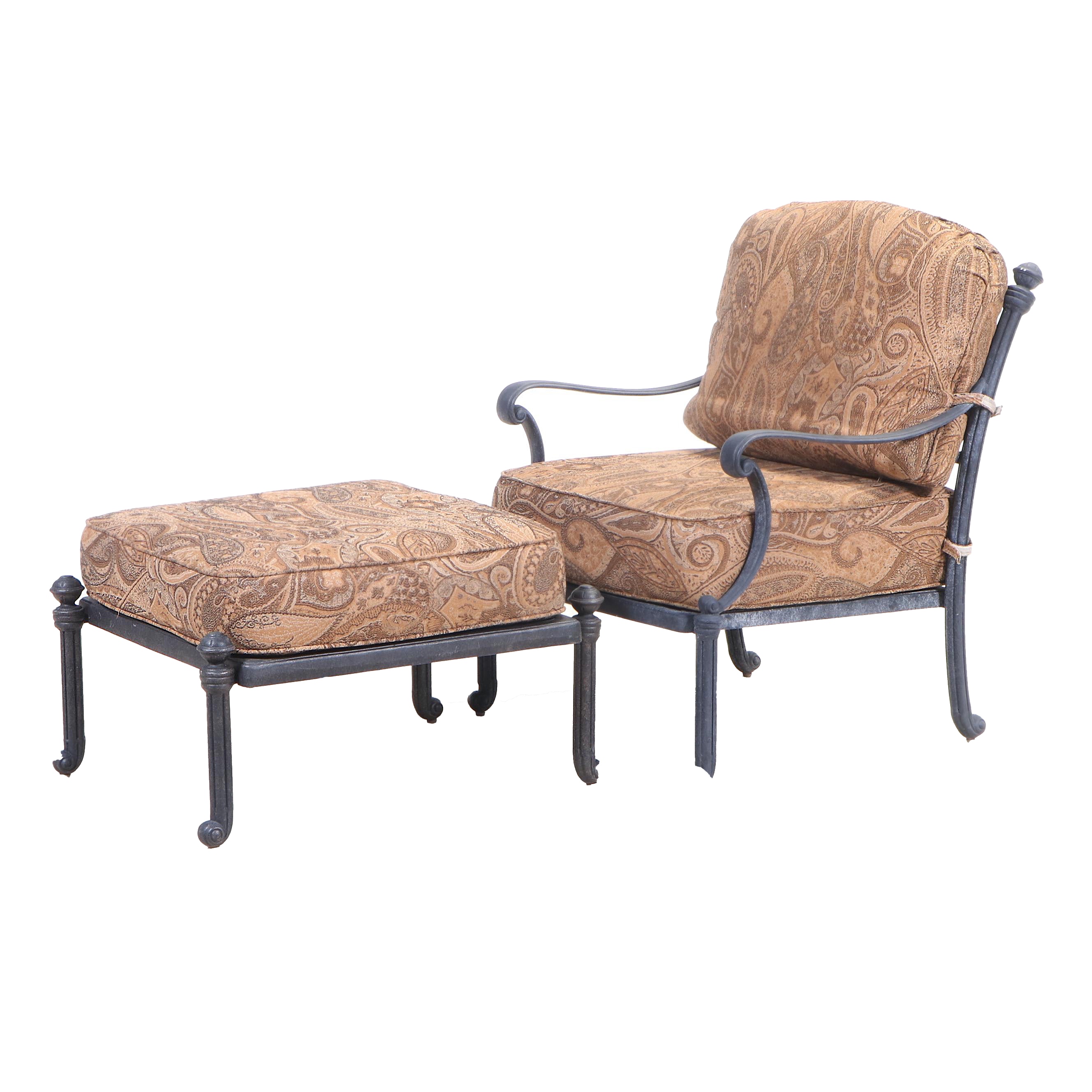 Cast Aluminum Patio Lounge Chair with Ottoman EBTH