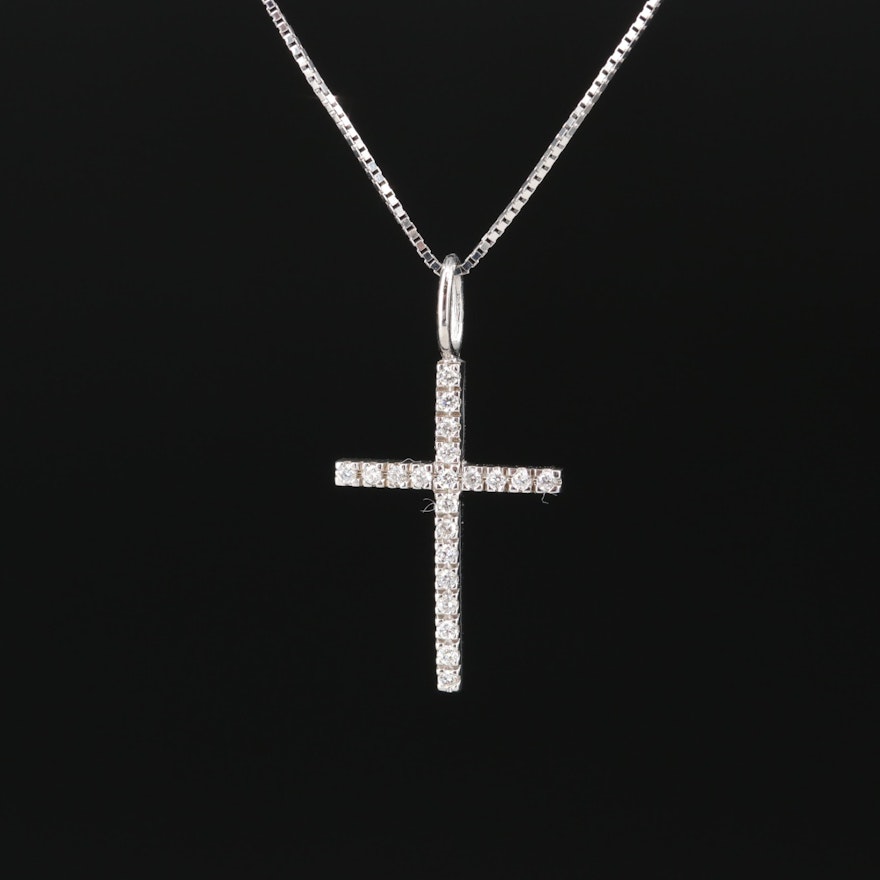 14K 0.18 CTW Diamond Cross Necklace