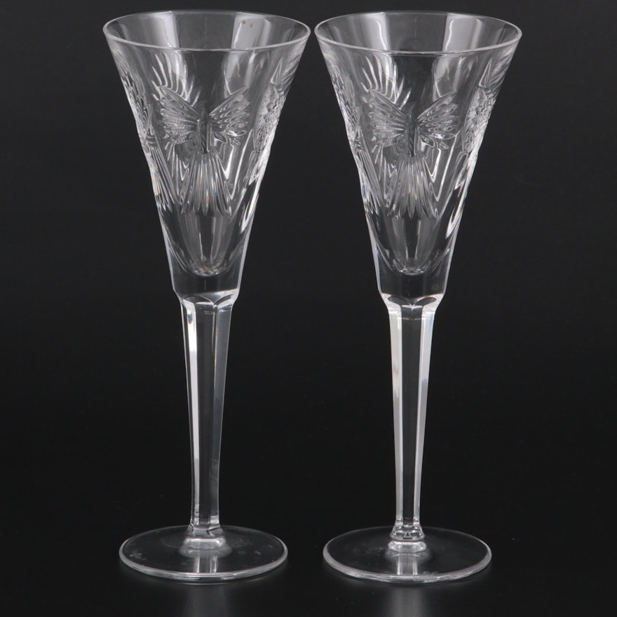 Waterford "Millennium Series" Crystal Fluted Champagne Glasses