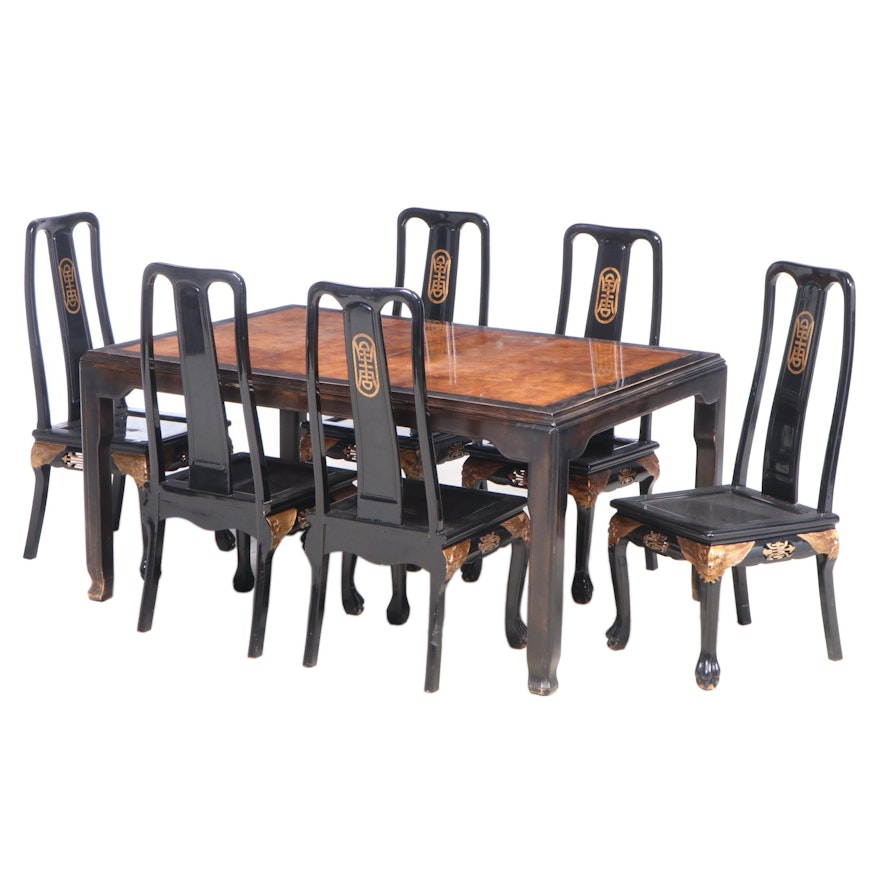 Chinese Style Lacquered and Parcel-Gilt Dining Set