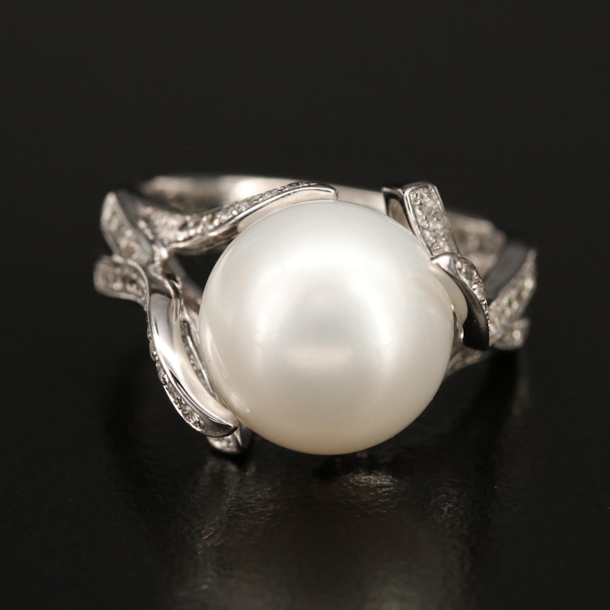 Sterling Pearl and Topaz Ring