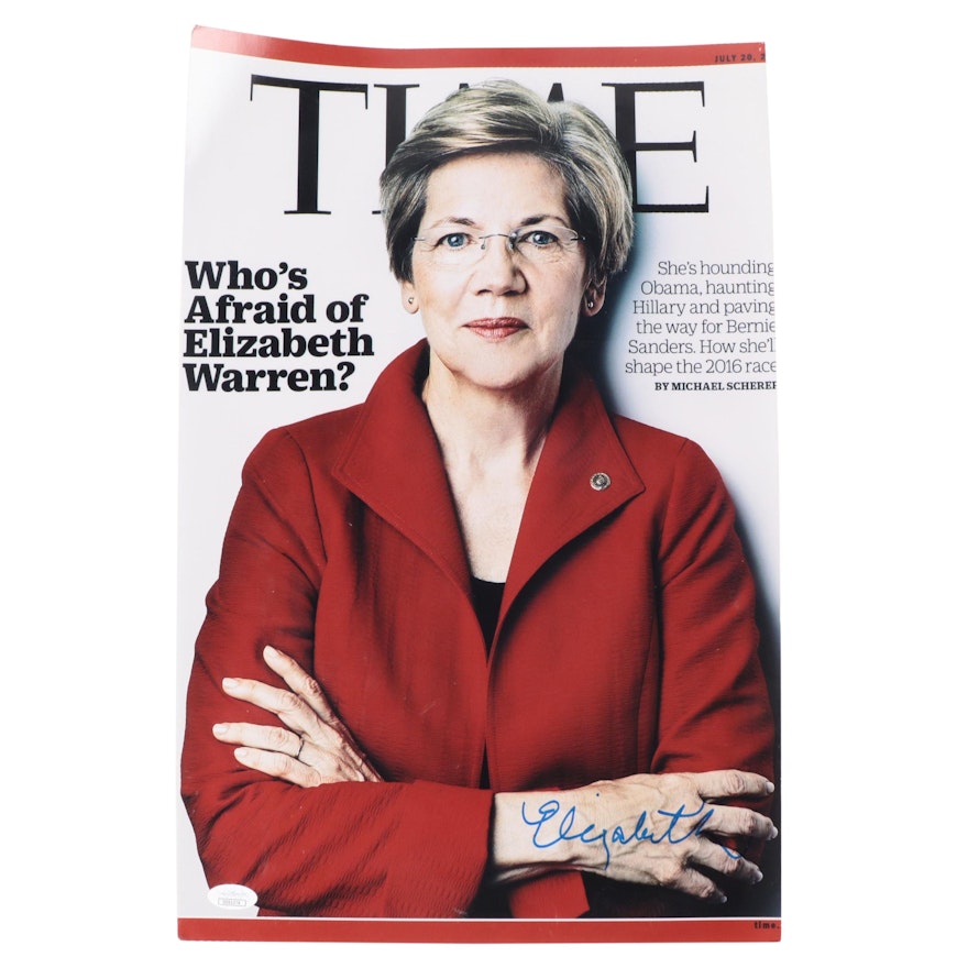 Elizabeth Warren Signed "Time" Magazine Cover Poster Print, JSA