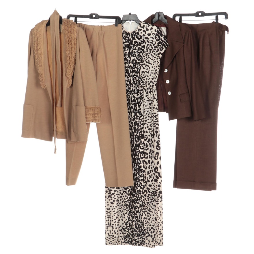 Carriage House Jacket, Phyllis Sues Pants, Evan-Picone Suit, Leopard Print Dress