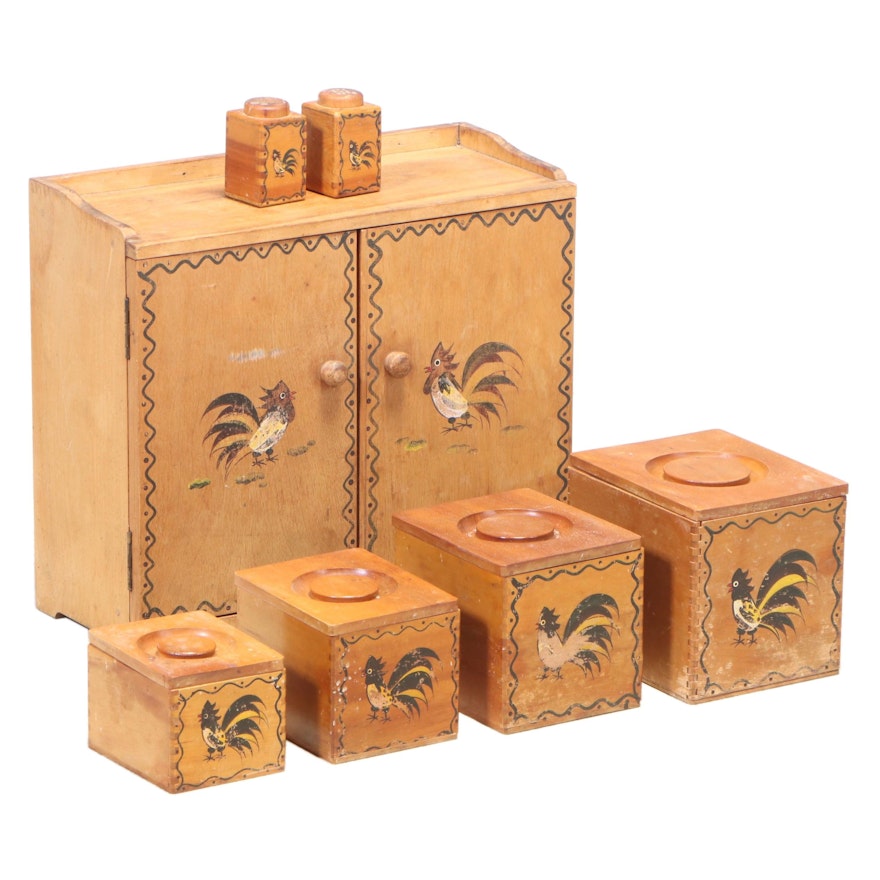 Woodpecker Woodware Canisters, Salt and Pepper Shakers and Wall Cabinet