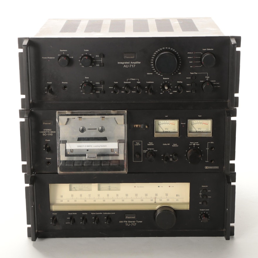 Sansui AM/FM Stereo Tuner, Amplifier and Cassette Deck, c. 1978