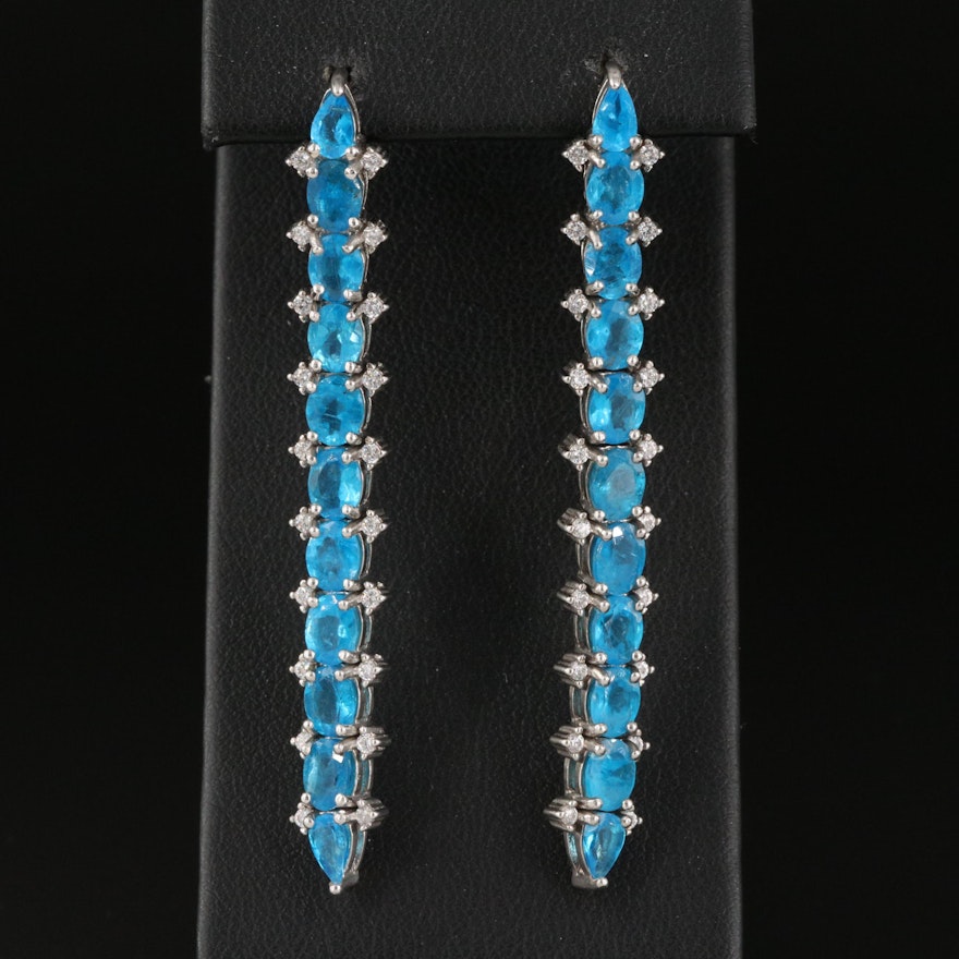 Sterling Apatite and Cubic Zirconia Drop Earrings