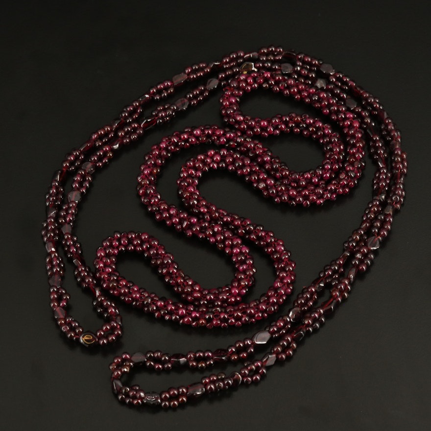 Rhodolite Garnet Beaded Endless Necklaces