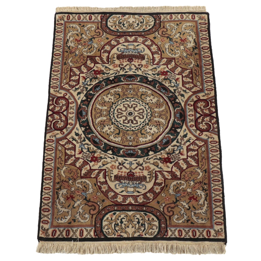 4' x 6'7 Hand-Knotted Indian Floral Area Rug