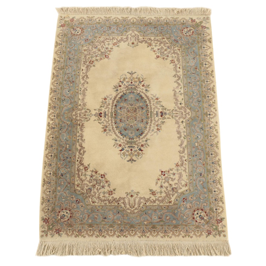 4'1 x 6'8 Hand-Knotted Indo-Persian Kashan Area Rug
