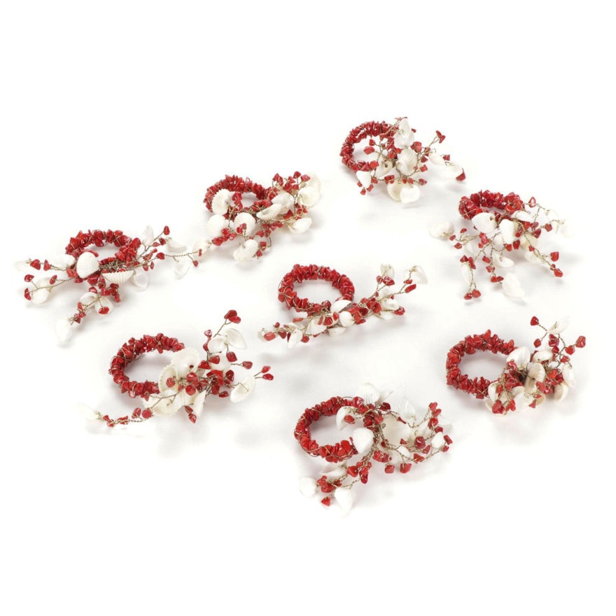 Pottery Barn Red Coral and Seashell Napkin Rings