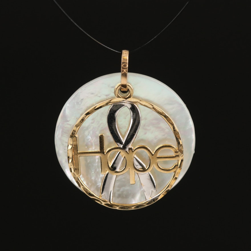 Michael Anthony 10K Mother of Pearl Hope Pendant